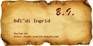 Bódi Ingrid névjegykártya