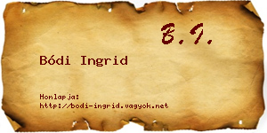 Bódi Ingrid névjegykártya